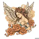 angel doves and clouds surrounding tattoo design idea