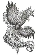 phoenix rising from flames tattoo design idea