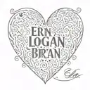 The names Erin, Logan, and Brianne in the shape of a heart tattoo design idea