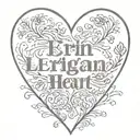 The names Erin, Logan, and Brianne in the shape of a heart tattoo design idea