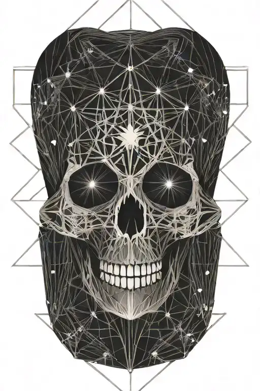 Sacred geometry, nebula skull with stars tattoo design idea
