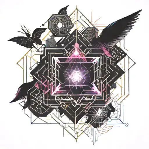 Japanese style, sacred geometry tattoo design idea