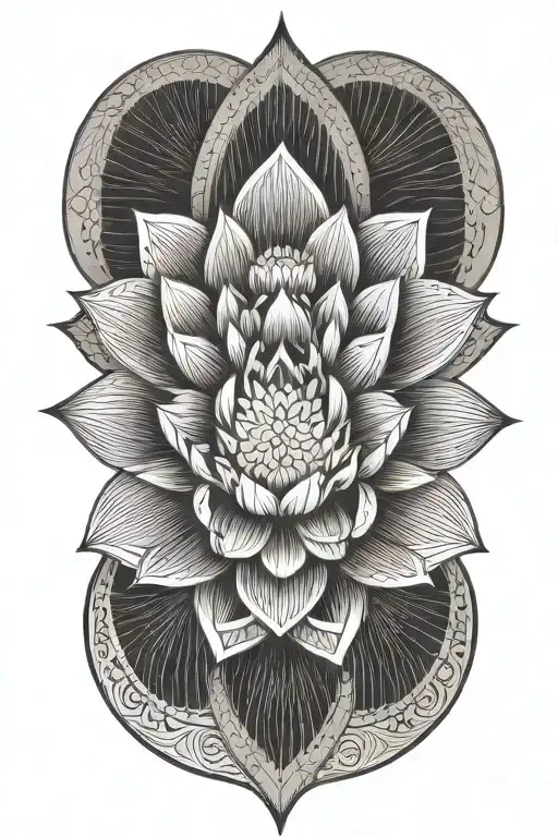 sacred geometry lotus flower blooming tattoo design idea