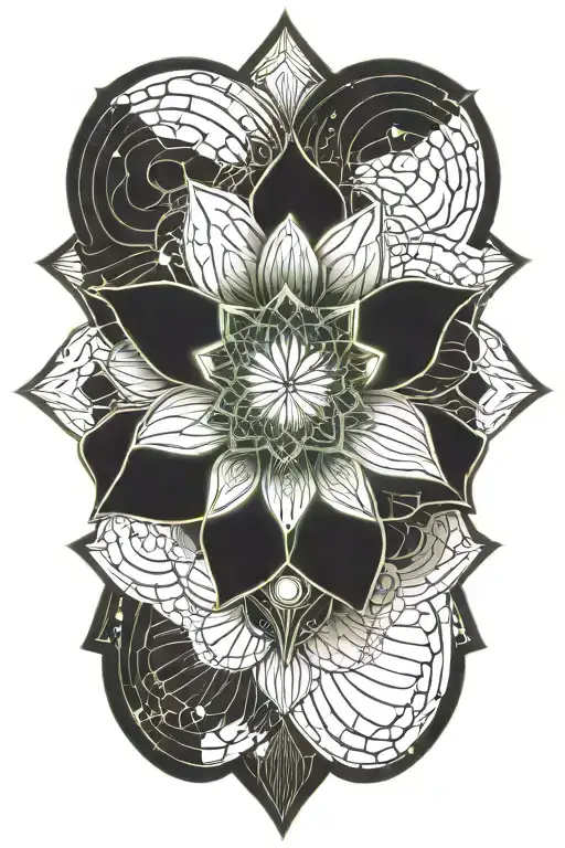sacred geometry lotus flower blooming tattoo design idea