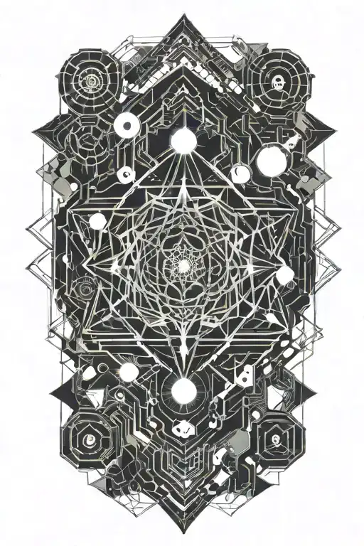 Sacred geometry, planets stars and nebulas tattoo design idea