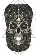 Sacred geometry, nebula skull with stars tattoo design idea