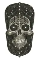 Sacred geometry, nebula skull with stars tattoo design idea