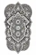 Sacred geometry with eyes tattoo design idea