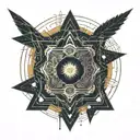Japanese style, sacred geometry tattoo design idea