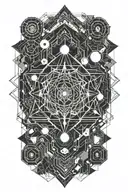 Sacred geometry, planets stars and nebulas tattoo design idea