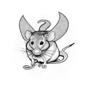 cute rat with wings tattoo design idea