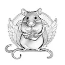 cute rat with wings tattoo design idea