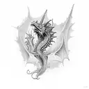 undead Dragon  tattoo design idea