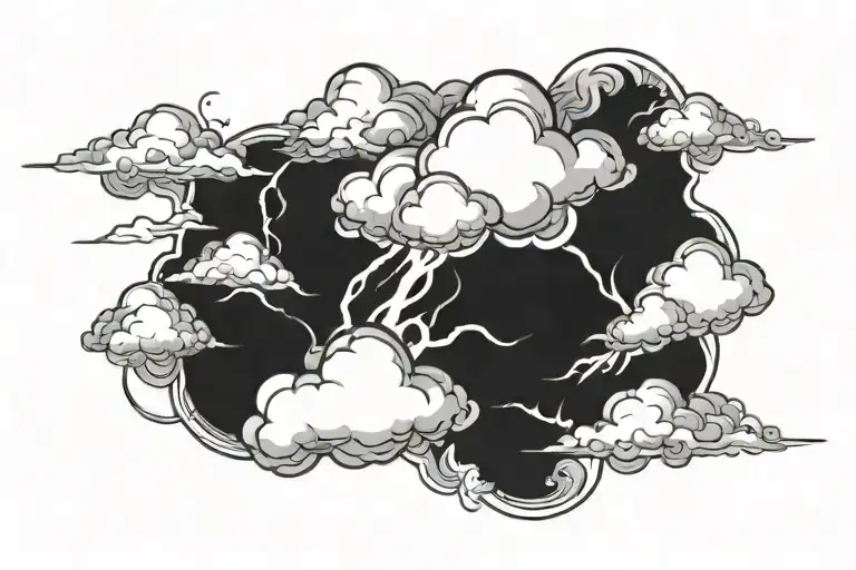 clouds with lightning tattoo design idea