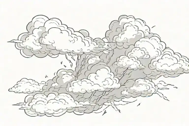 clouds with lightning tattoo design idea