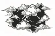 clouds with lightning tattoo design idea