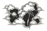 clouds with lightning tattoo design idea