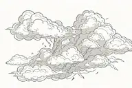 clouds with lightning tattoo design idea