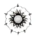 dark shaded flowers, Tranquility, sign for hope , strength, black and white sun flower tattoo design idea