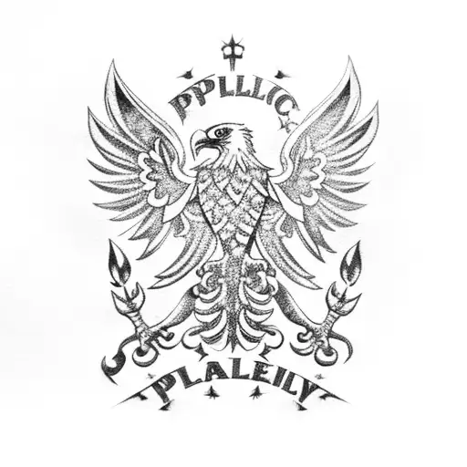 Polish Eagle Crest with Doug Fir and Palm Trees tattoo design idea