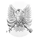 polish eagle with crown, palm trees, for trees tattoo design idea
