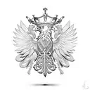 polish eagle with crown, palm trees, for trees tattoo design idea