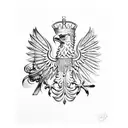 polish eagle with crown, palm trees, for trees tattoo design idea