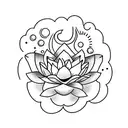 A small minimalist tattoo of a Buddha meditating on a rainbow lotus flower on the inner wrist tattoo design idea