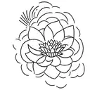 A small minimalist tattoo of a Buddha meditating on a rainbow lotus flower on the inner wrist tattoo design idea