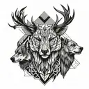 a deer, a wolf and a bear forming a band around forearm  tattoo design idea