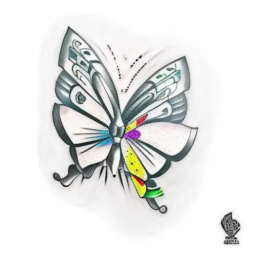 create a tattoo based on the speech of daniel ricciardo, the formula 1 driver, "enjoy the butterflies" tattoo design idea