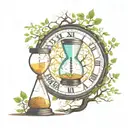 Time clock and tree of life and hourglass. tattoo design idea