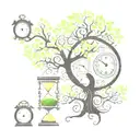 Time clock and tree of life and hourglass. tattoo design idea