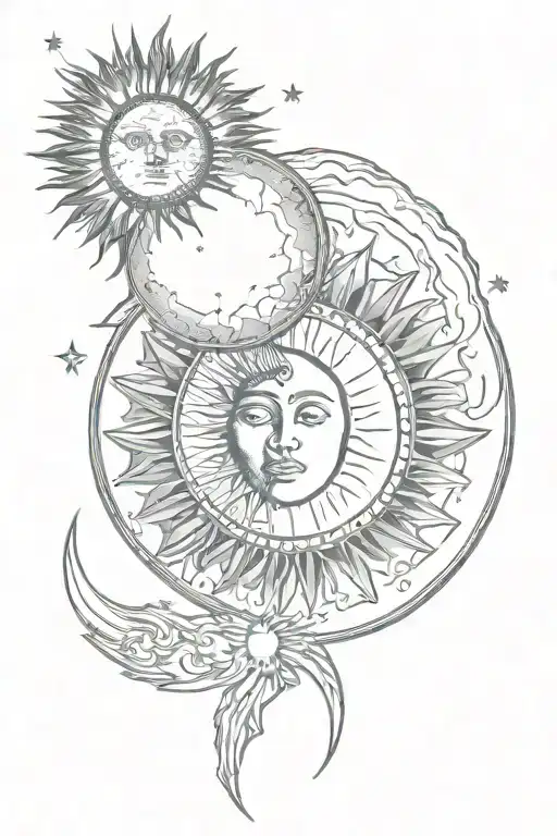 moon and Sun eclipse moon tattoo design idea