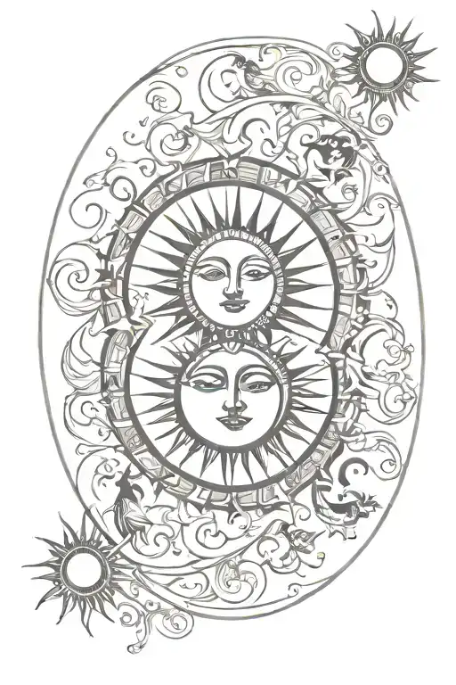 moon and Sun people eclipse  tattoo design idea