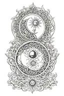 moon and Sun eclipse moon intertwined tattoo design idea