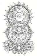 moon and Sun eclipse moon intertwined tattoo design idea