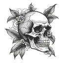 Skull, Skull with G59 on forehead, skull with hands in circles around the eyes, white skull, black eye holes, black back tattoo design idea