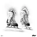 Ice Skates doing a trick on a frozen lake tattoo design idea