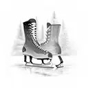 Ice Skates doing a trick on a frozen lake tattoo design idea