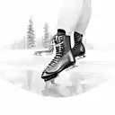 Ice Skates doing a trick on a frozen lake tattoo design idea