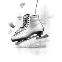 Ice Skates doing a trick on a frozen lake tattoo design idea