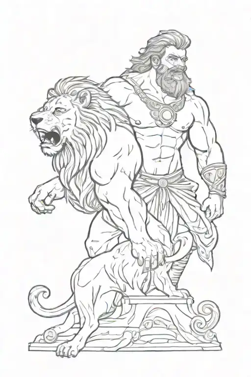 Hercules with the lion wearing tattoo design idea
