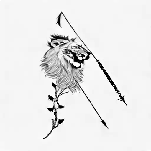 a lion with an arrow and flowers mandala tattoo design idea