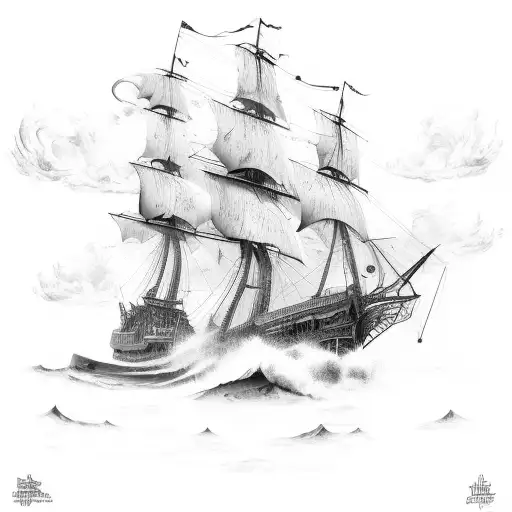 galleon in a storm tattoo design idea
