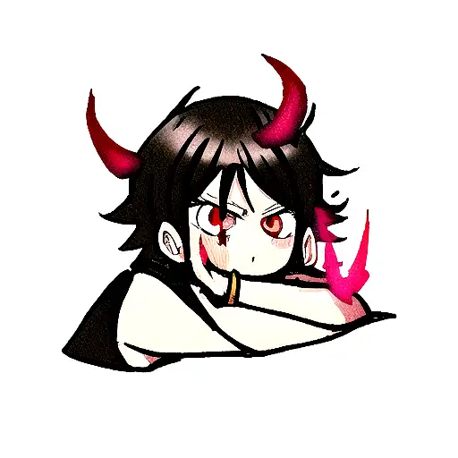 Black Clover Devil Zagred Black Body Red eyes tattoo design idea