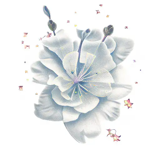 Cross, azalea flower, light, shooting star  tattoo design idea
