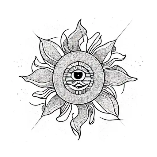 sun star cross flower tattoo design idea