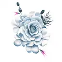 Cross, azalea flower, light, shooting star  tattoo design idea