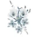 Cross, azalea flower, light, shooting star  tattoo design idea